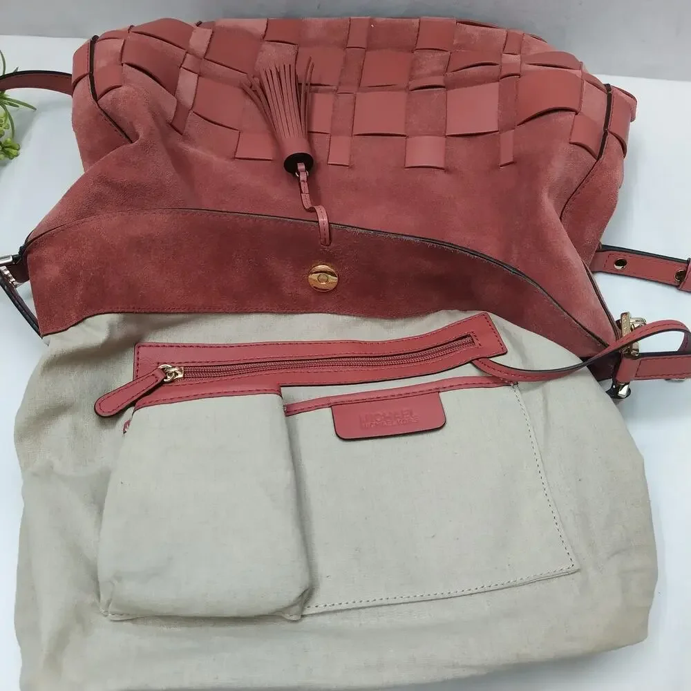 Michael Kors Vivian Cinnamon Red Suede Leather Tassel Hobo Shoulder Bag - $398